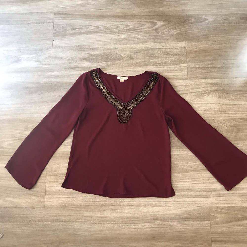 Gorgeous V Neck chiffon top with beaded details